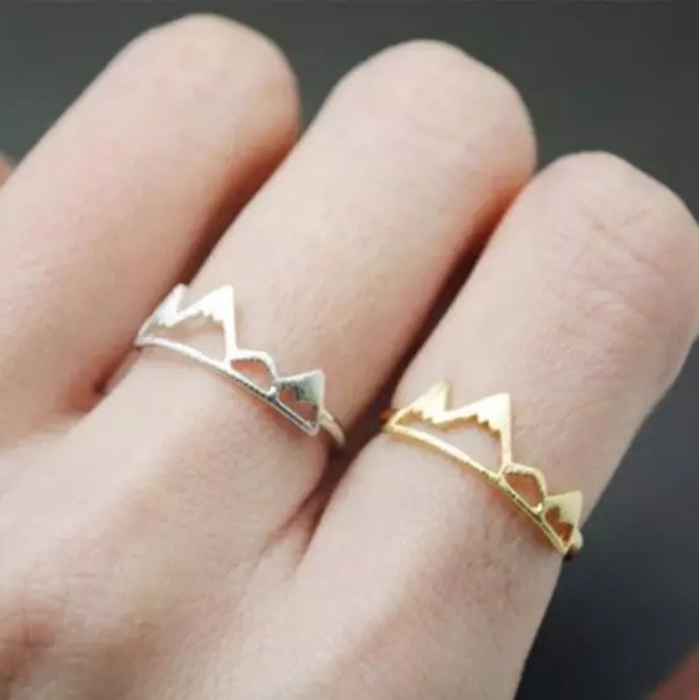 Gold mountain ring adjustable stackable nature - Picture 2 of 8
